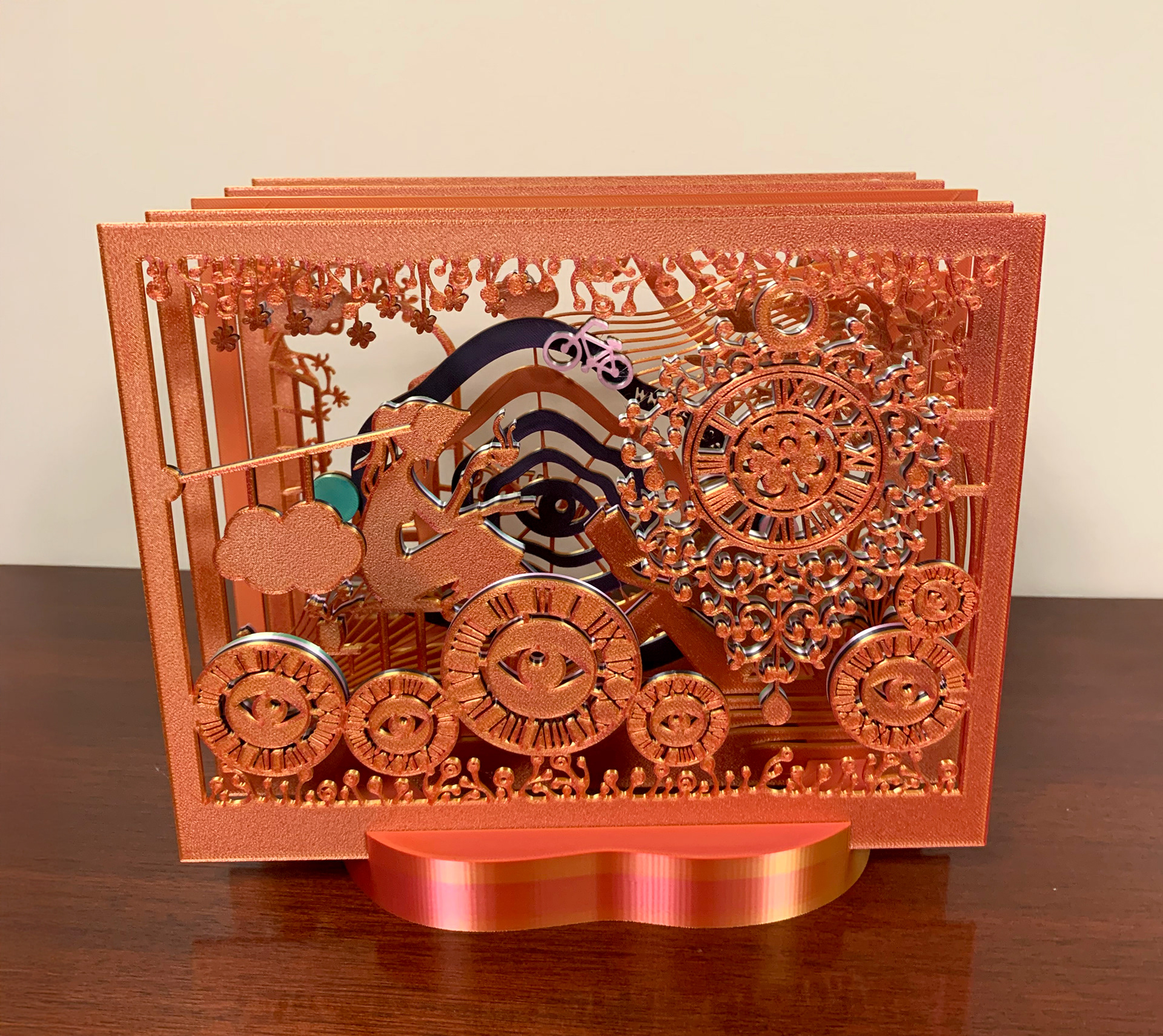 Hidden Hours–Orange (3D-Printed Tunnel Book, 2025)