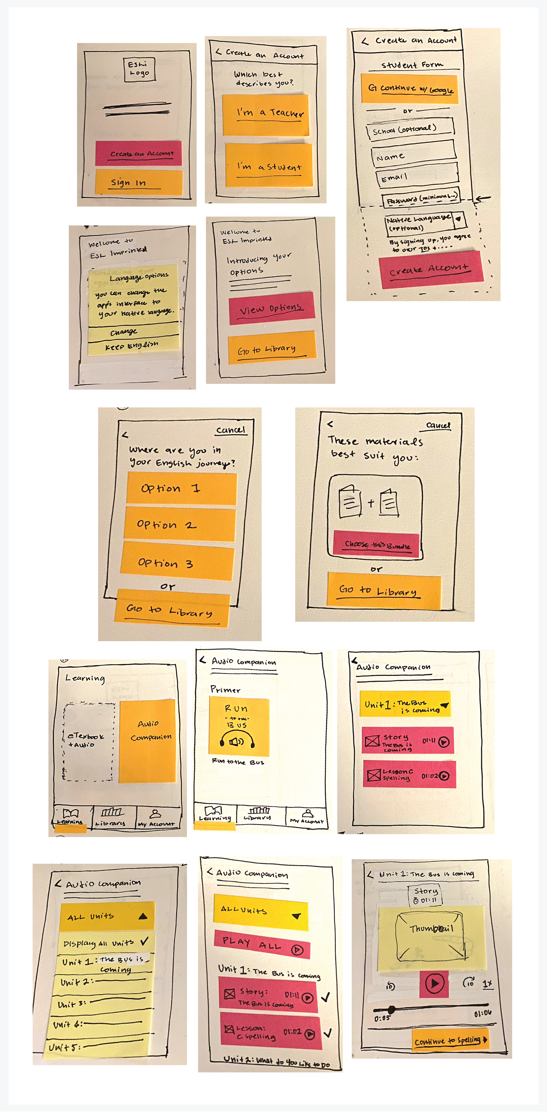 Lo-fi Wireframe Sketches