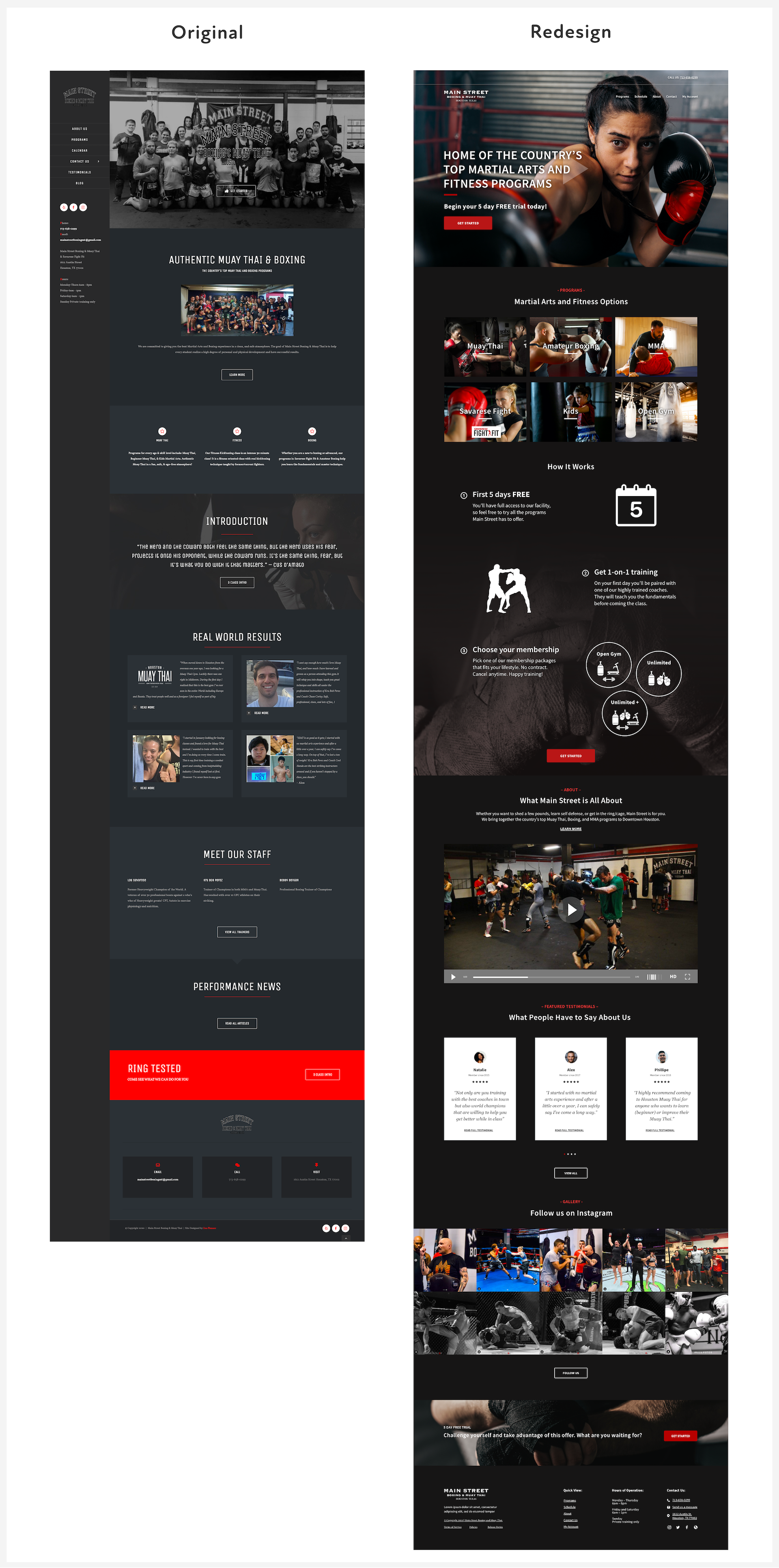 Original and Redesigned Homepage