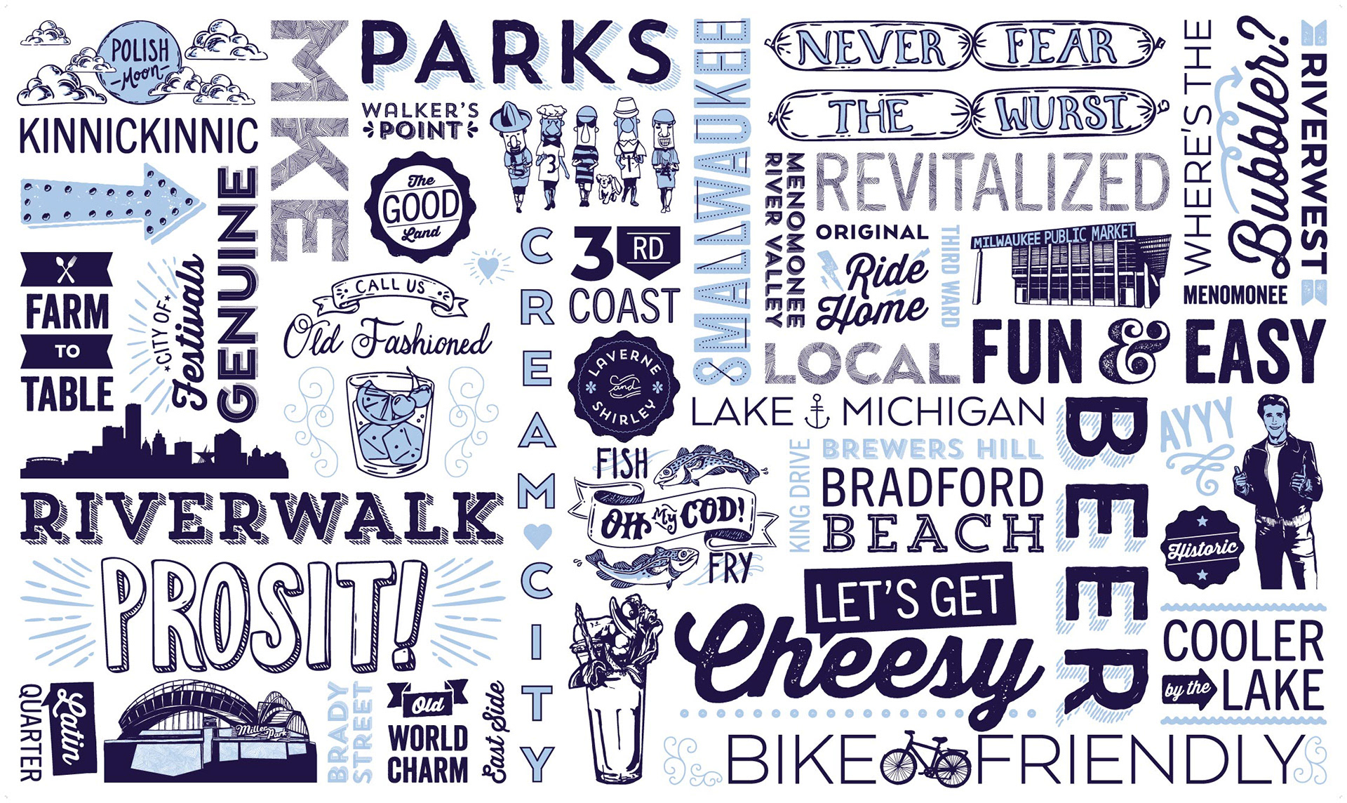 Typographic Wall Design for Visit Milwaukee