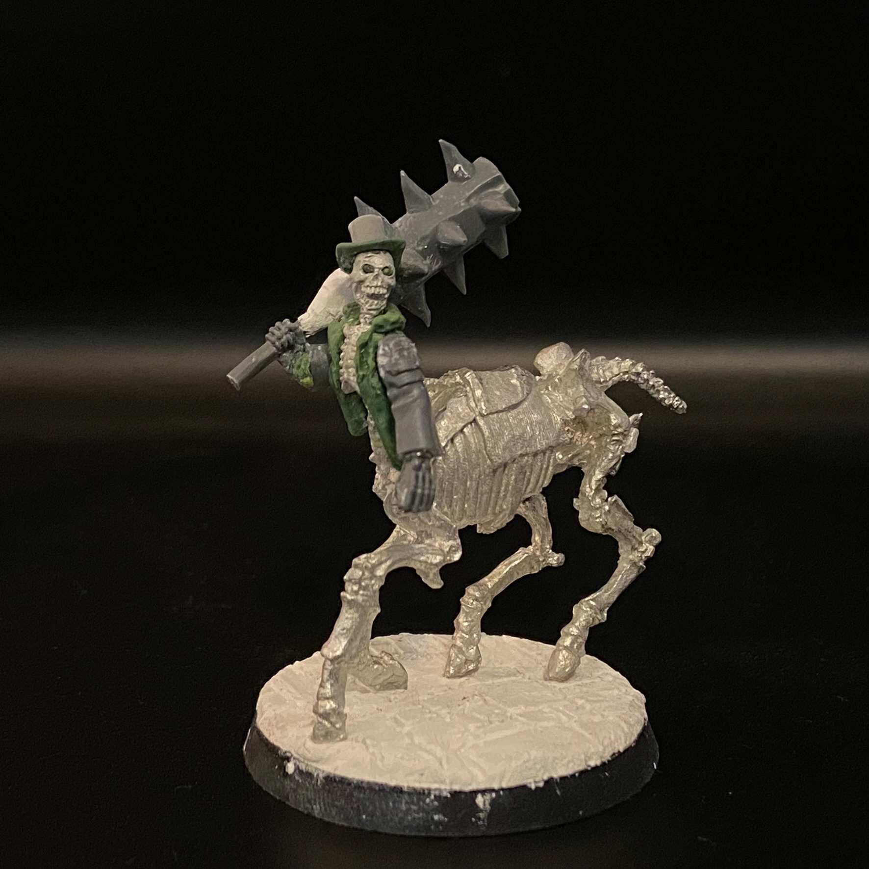 A Skeleton Centaur Dentist with false eyes and a Greatclub