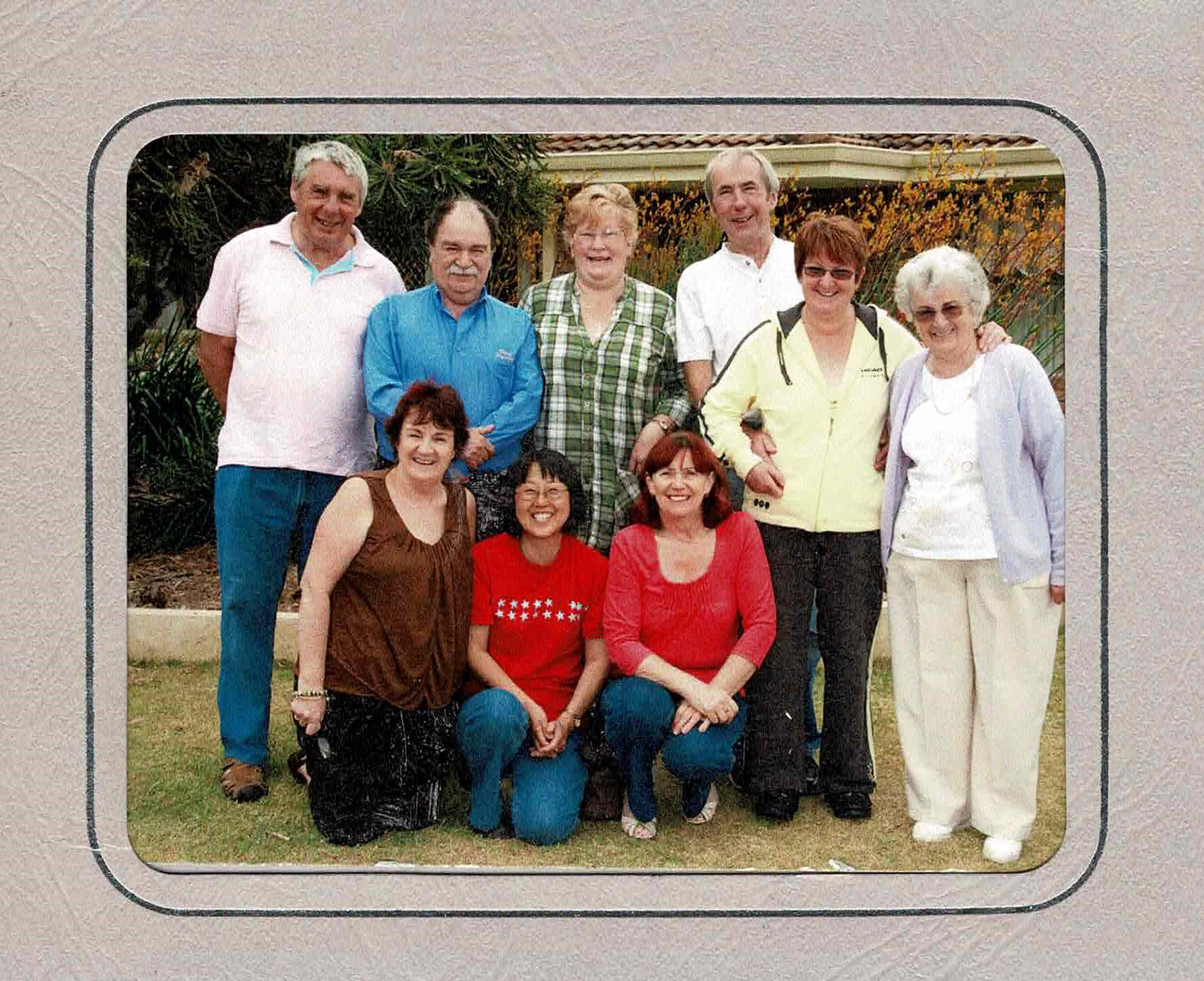 Pauline, Lynda, Pat, Anne, Chiyoko, with Danny, Peter and