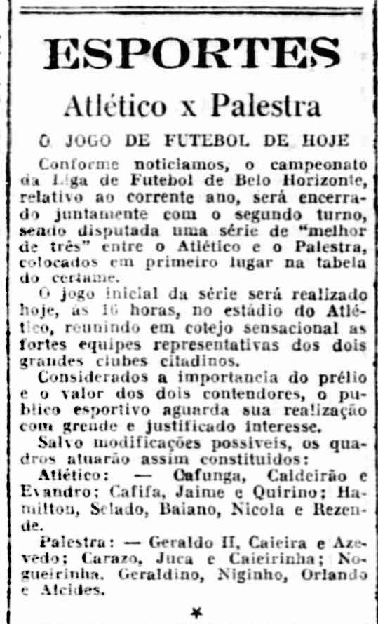 Recorte jornal - Palestra X Atlético - 2ª Partida