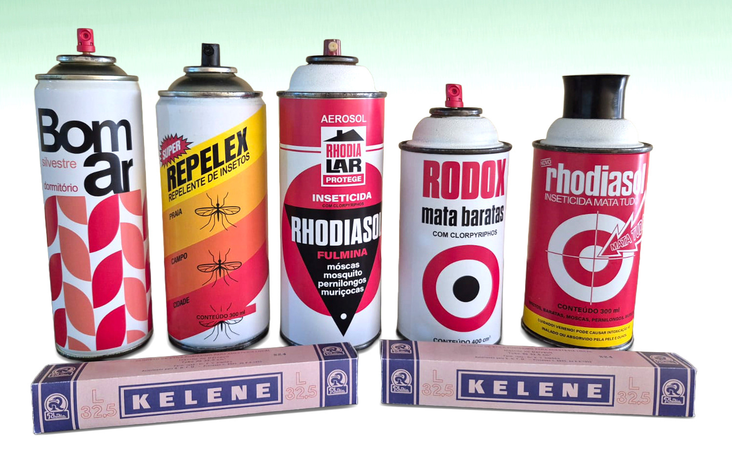 Recriação de embalagens antigas - Mockups físicos para museu Rhodia