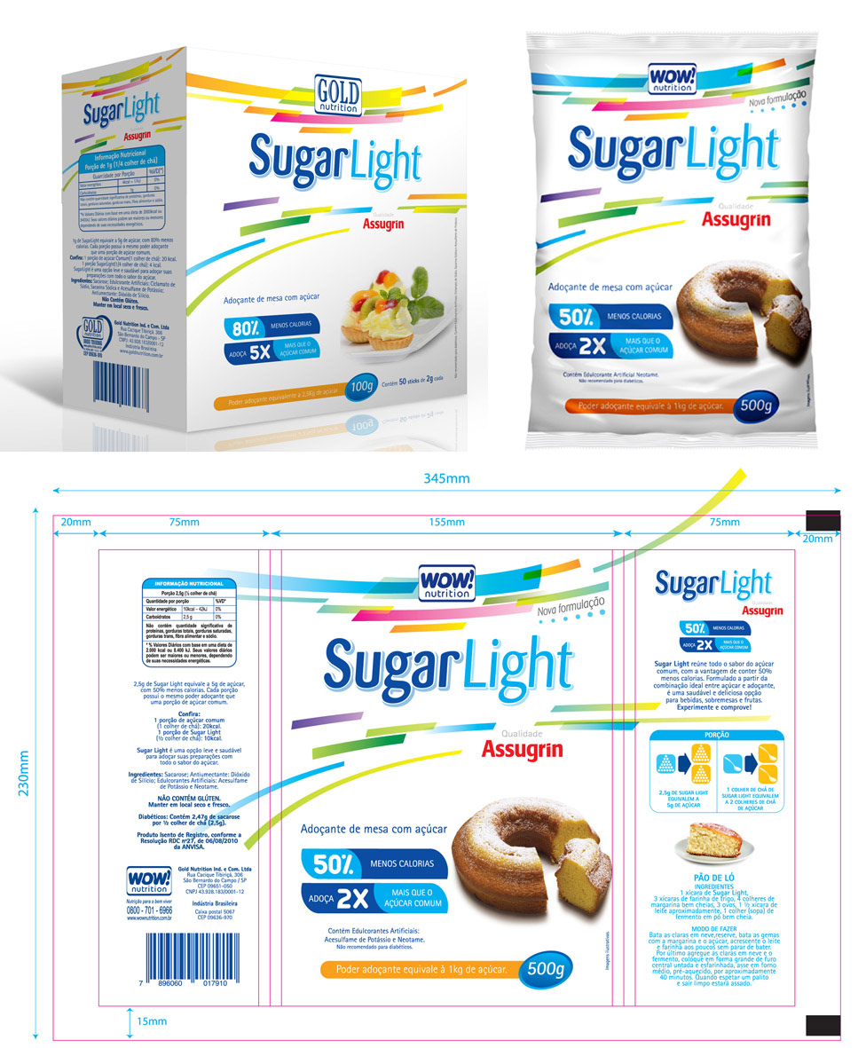 Embalagem - Sachê e caixa de adoçante