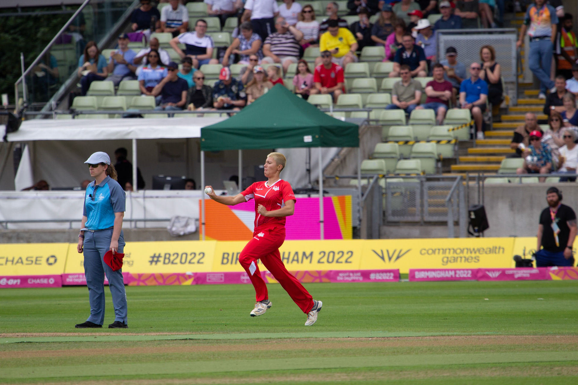 Issy Wong presenting the ball
