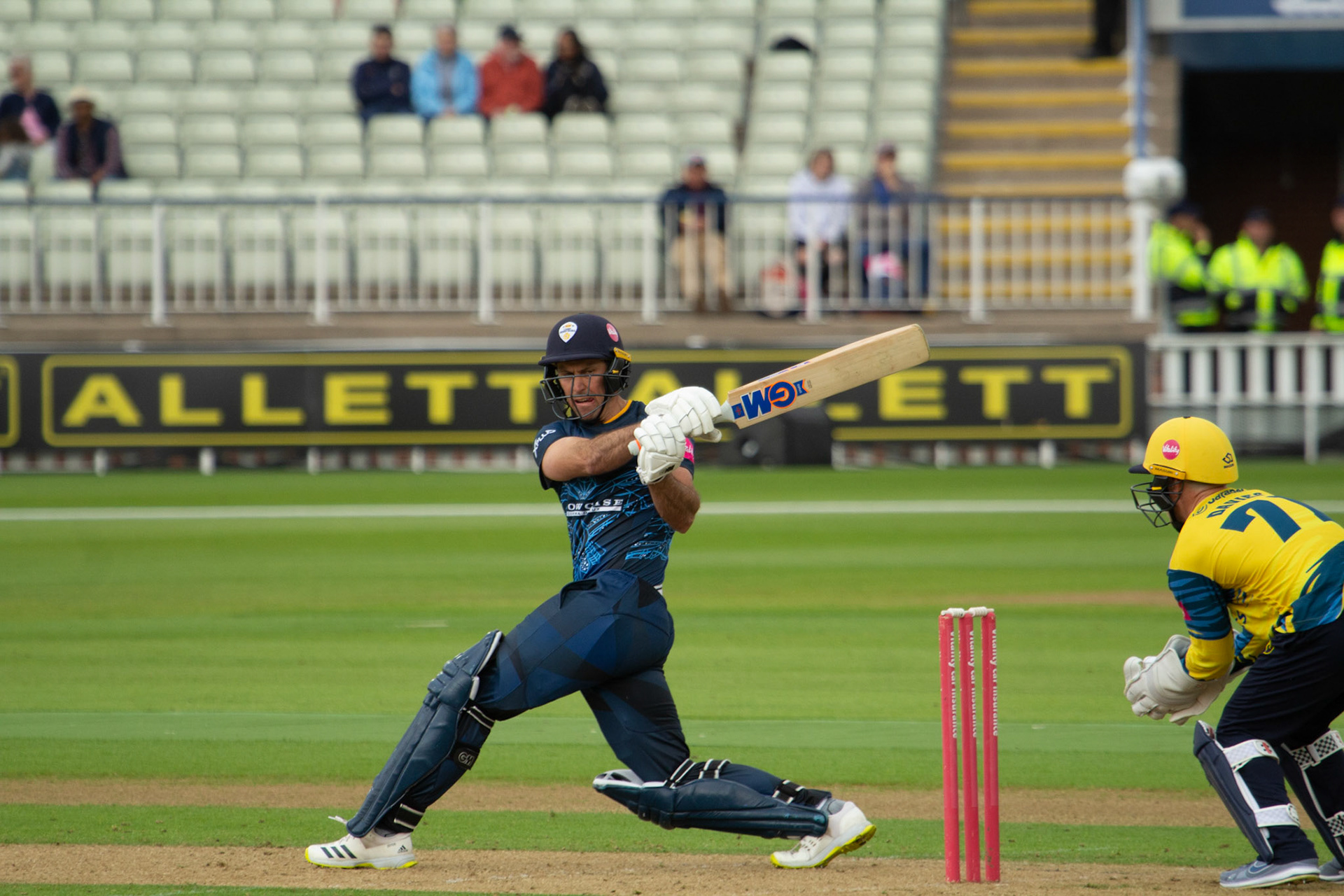 Madsen pulls the ball through the leg-side