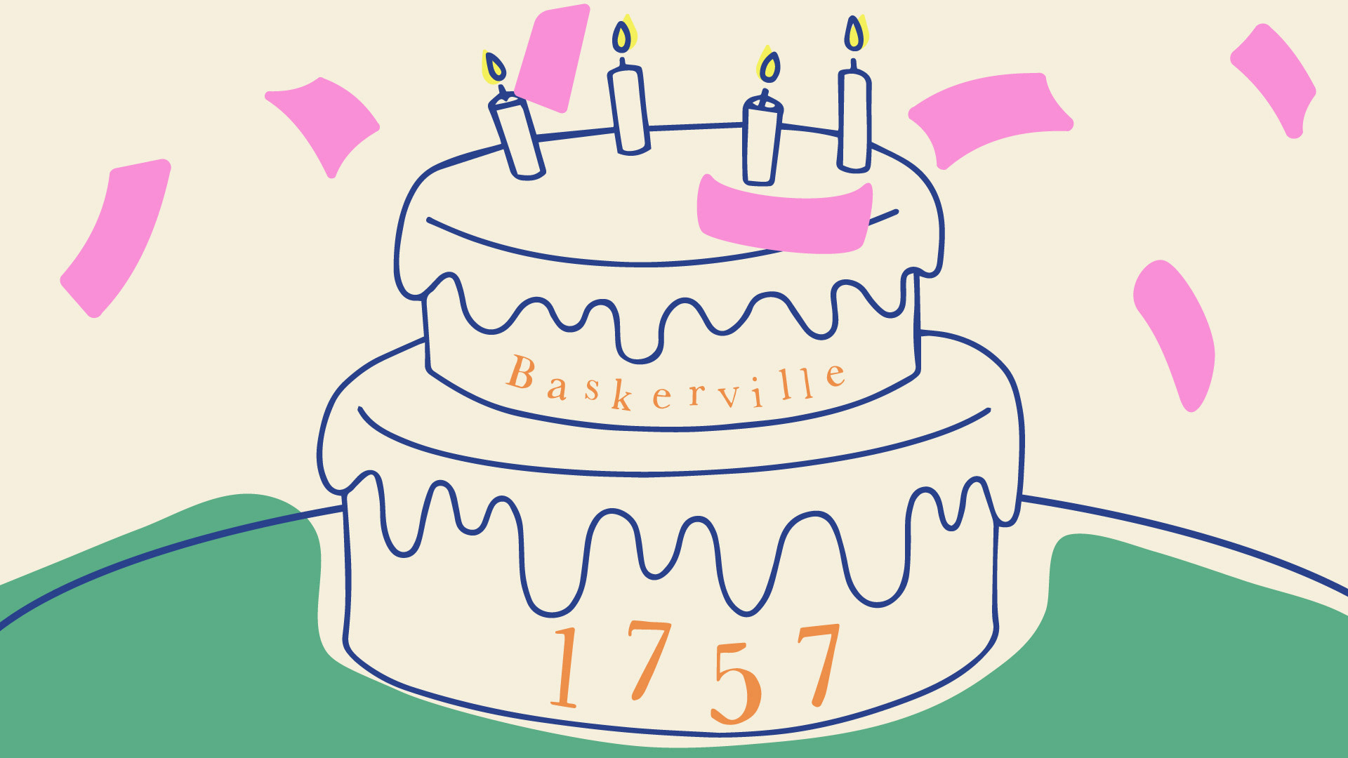 Confetti floating down with candles flickering