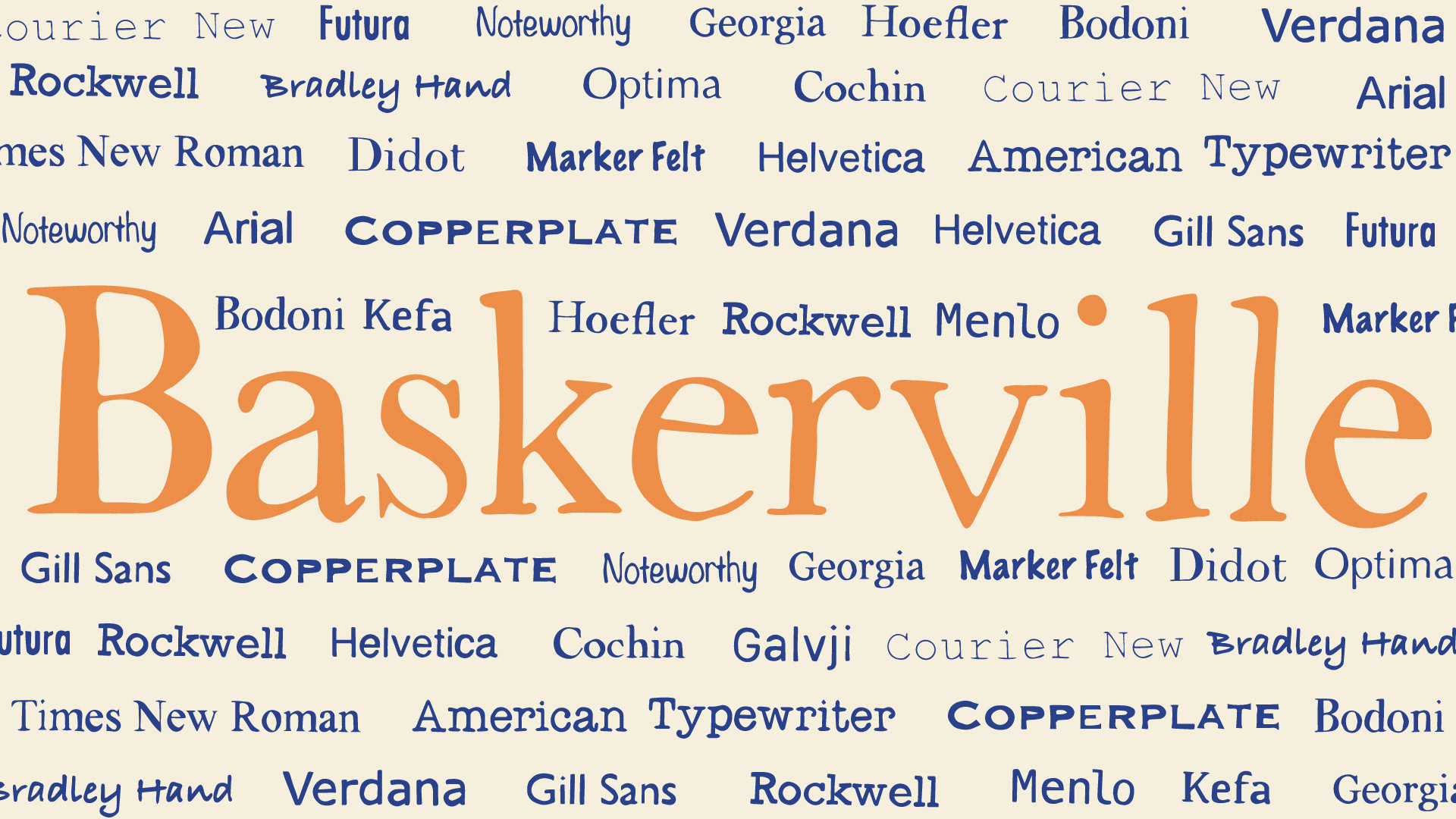 Baskerville and other typefaces fade in