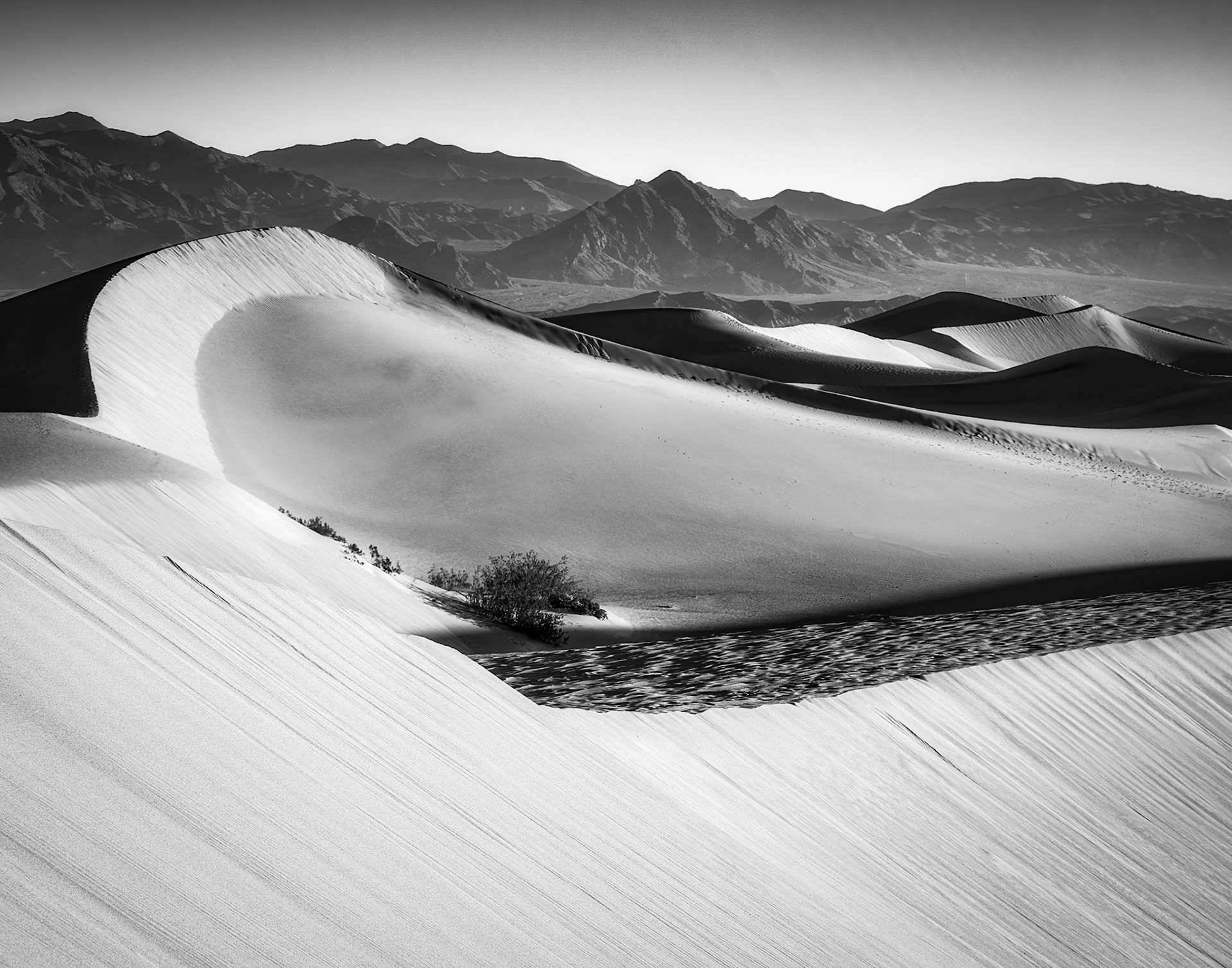 Sunlit dunes - BnW