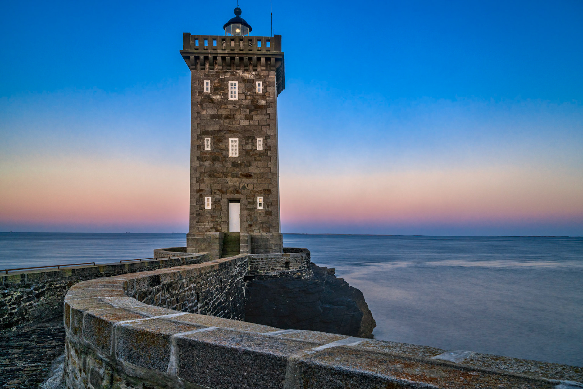 Kermorvan lighthouse at sunrise