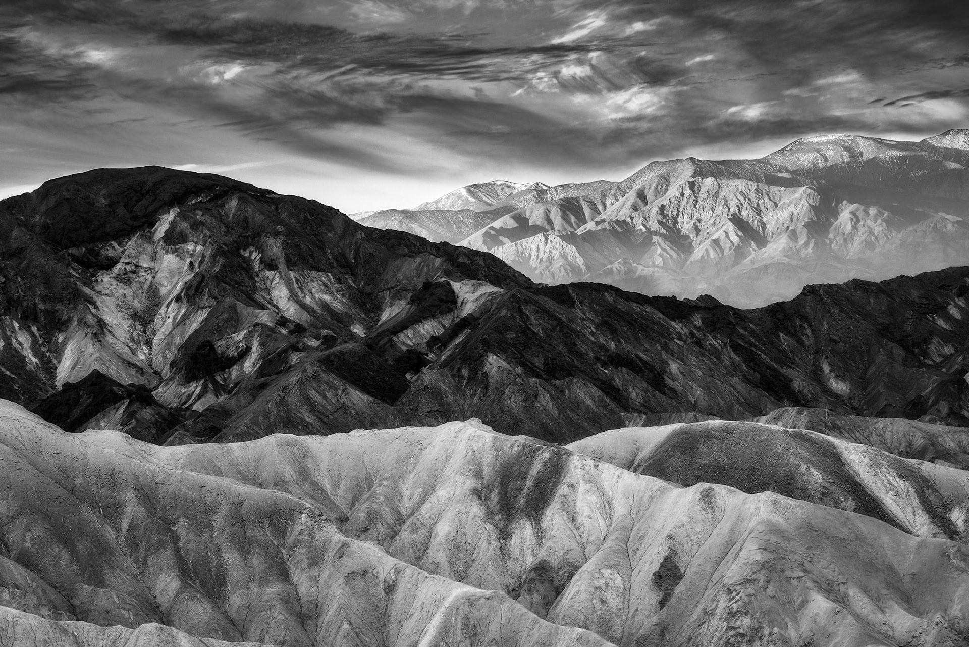 Early morning at Zabriskie Point - BnW
