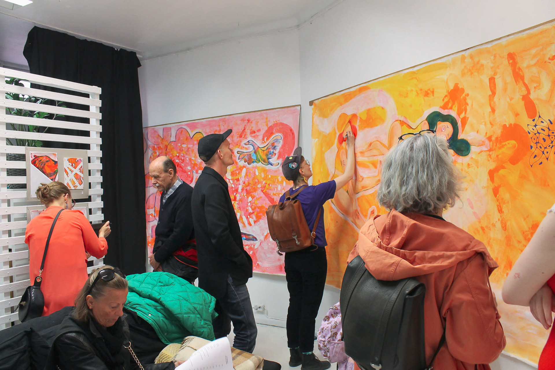Interactive art installation in action at the art gallery.