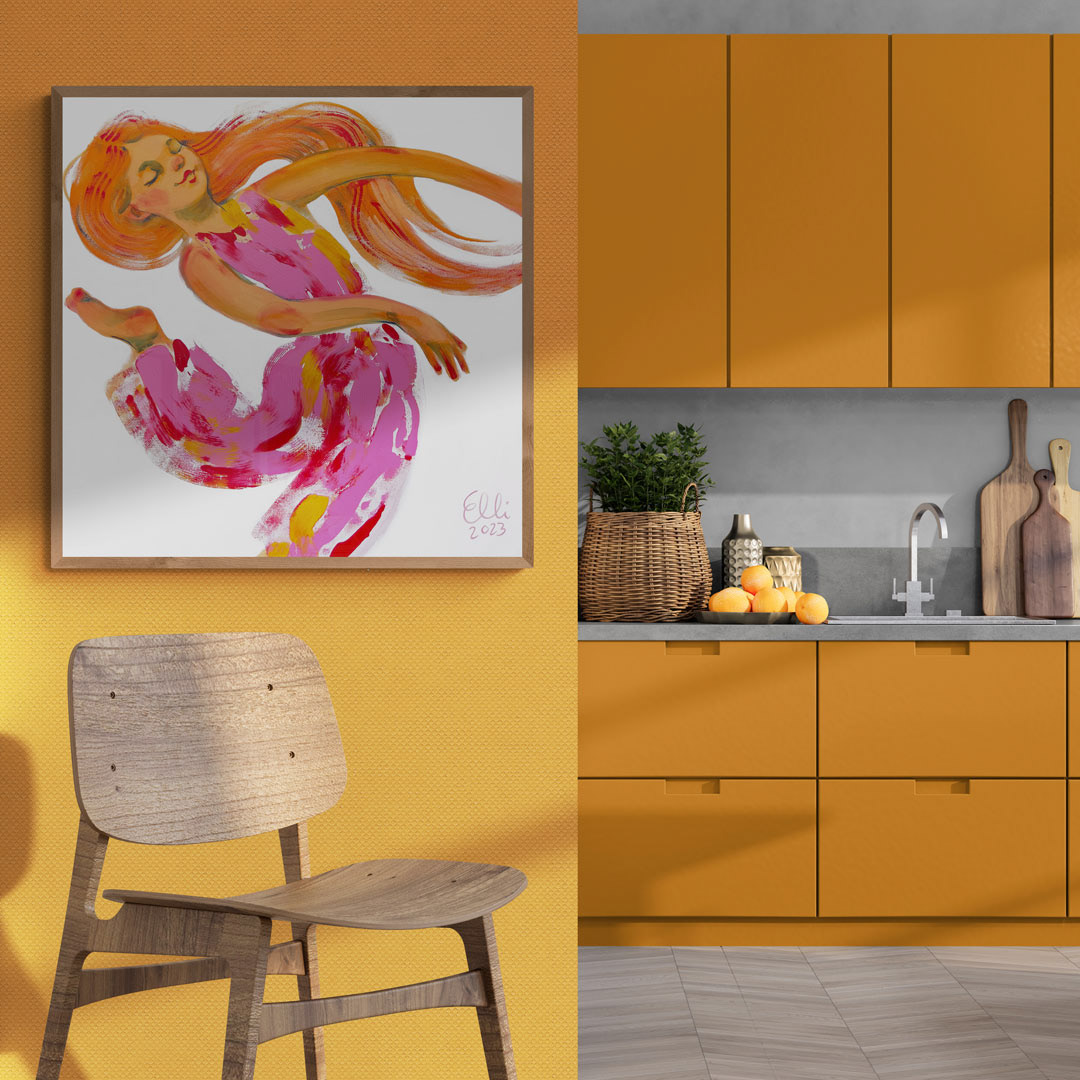 The essence of 'Flow' in 'Fluid State of Mind' painting by Elli Maanpää. 