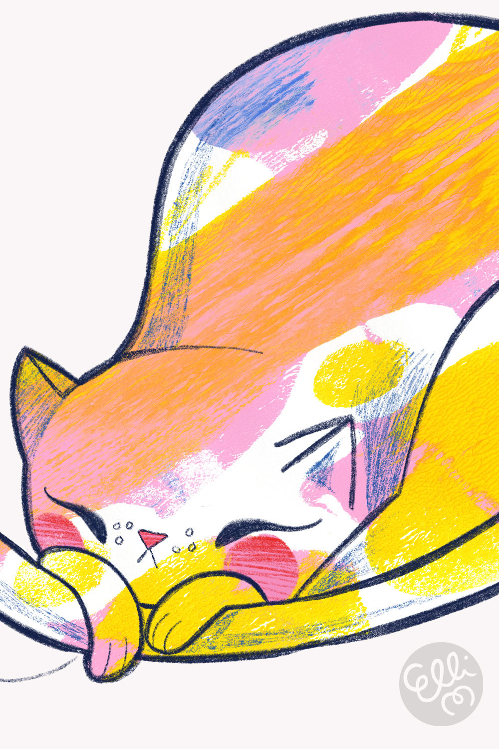 Elli Maanpää's vibrant illustration: Cute kitten.