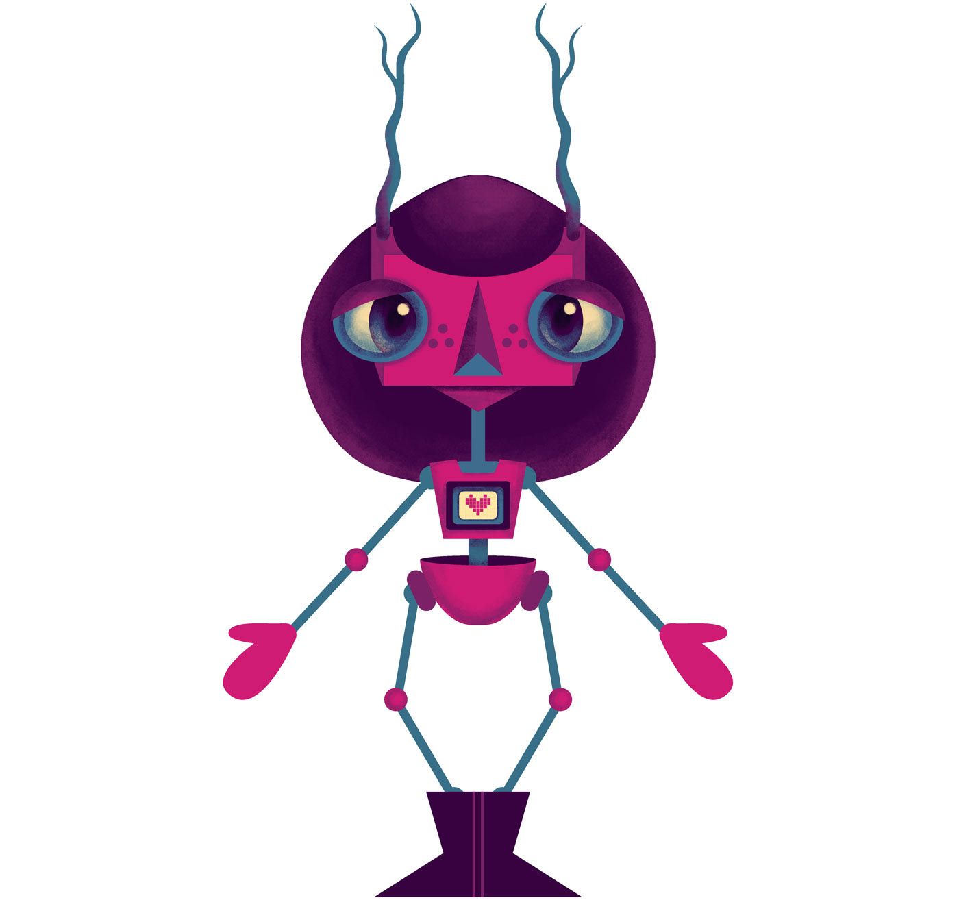 Imagine Pihka, the final character design of Pihka Is My Name, created in 2018 by visual artist Elli Maanpää. Vibrant and full of personality, Pihka emerges as the captivating front character of the band.