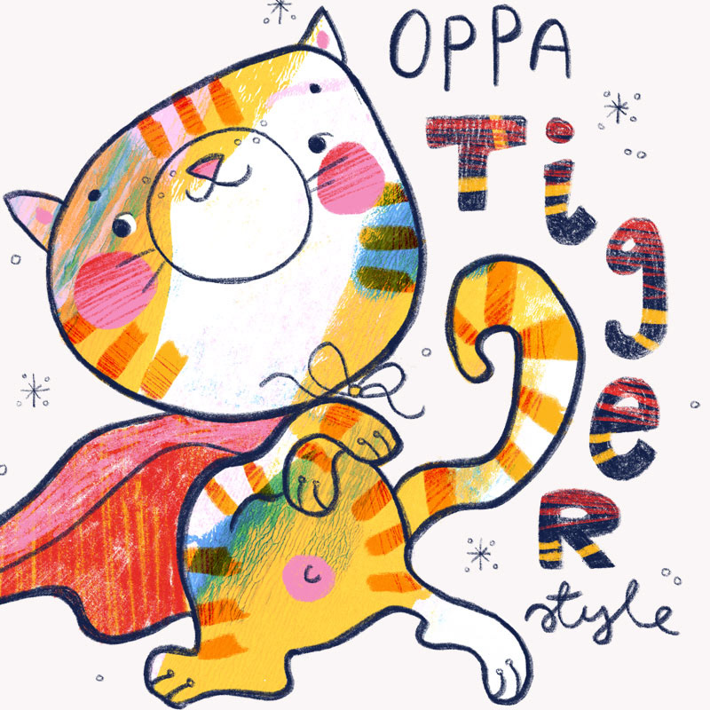 Vibrant tiger illustration by Elli Maanpää.