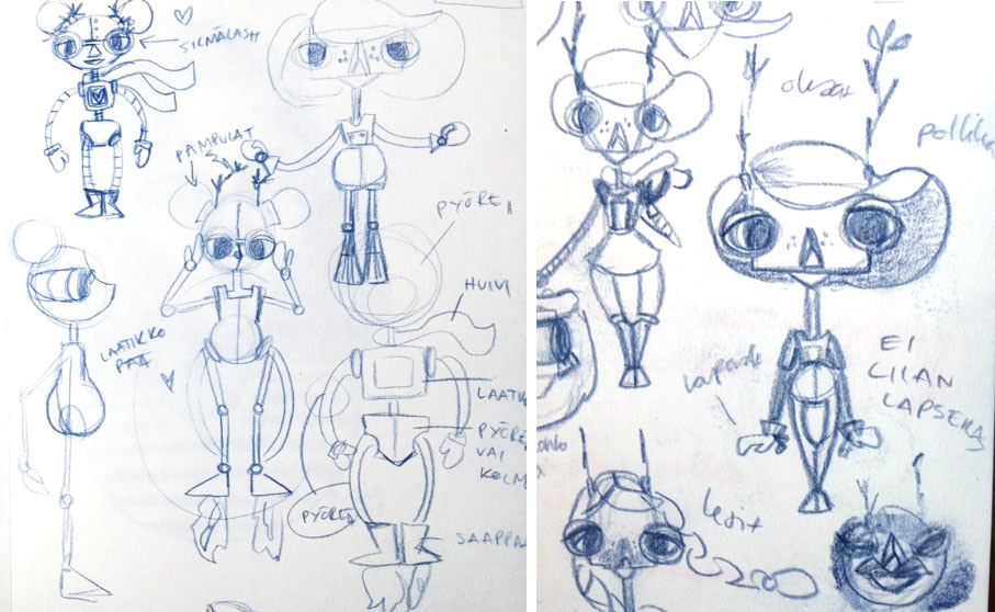 Early sketches of Pihka Is My Name character, capturing the initial stages of development and creativity.