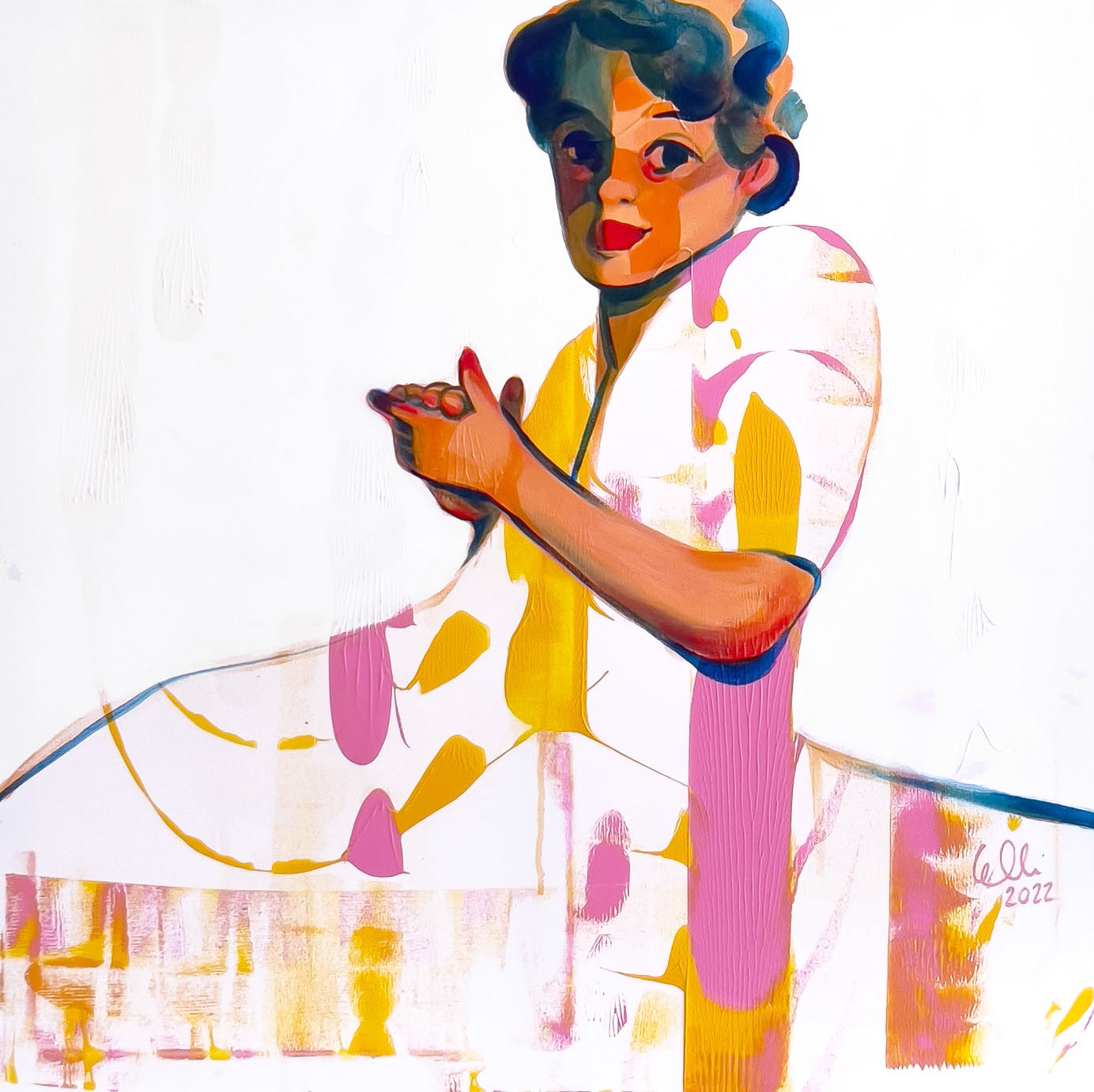 Elli Maanpää's contemporary painting 'Grandmother' has a gentle gaze.