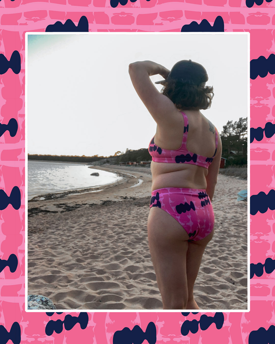 Linnea's beach adventure comes alive, featuring the vibrant pattern design.