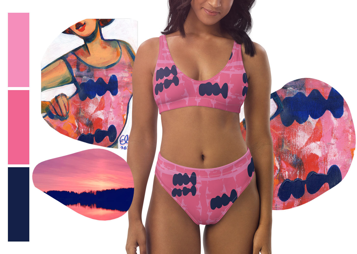 Elli Maanpää's pattern design echoes vibrant, summery figurative paintings' charm.