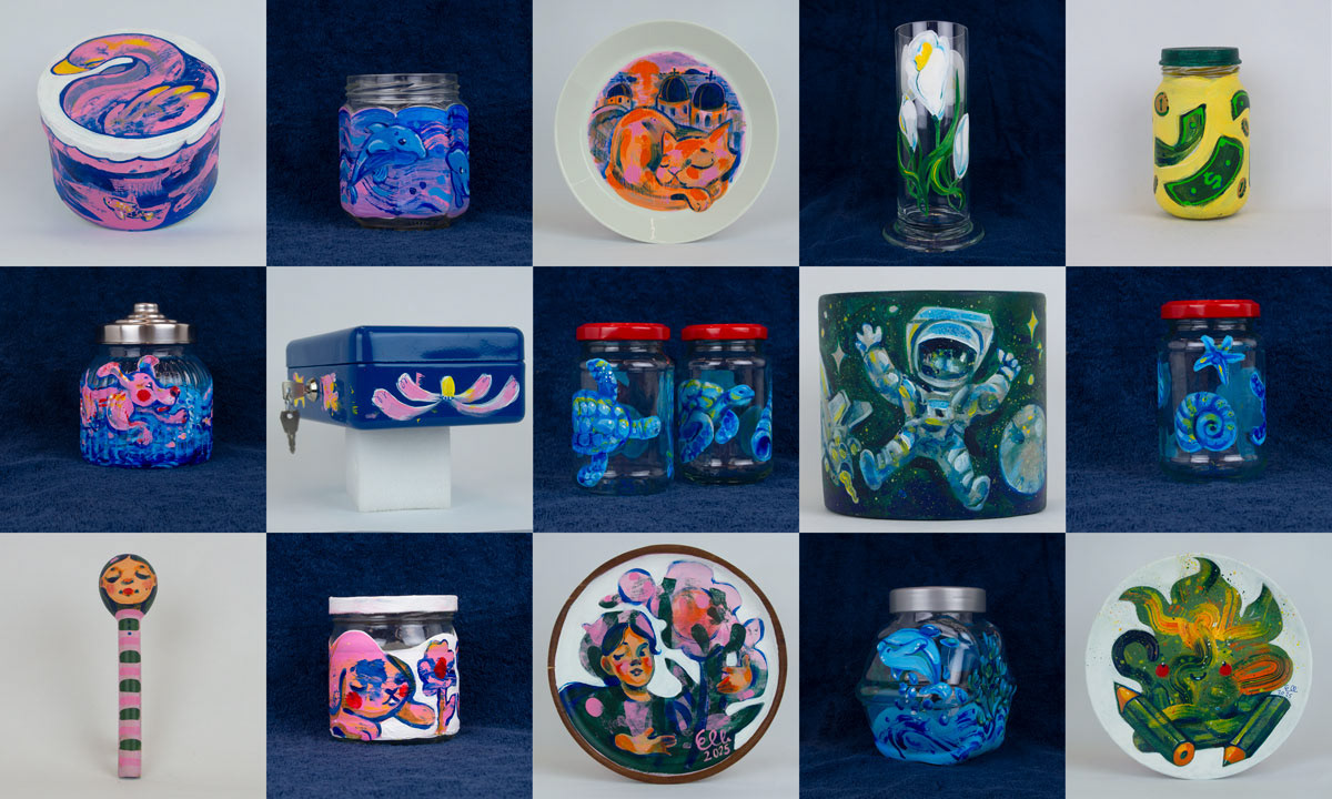 Giving new life to personal belongings. Upcycled art series from the Valkeavuori Campus in Kaarina, Finland.