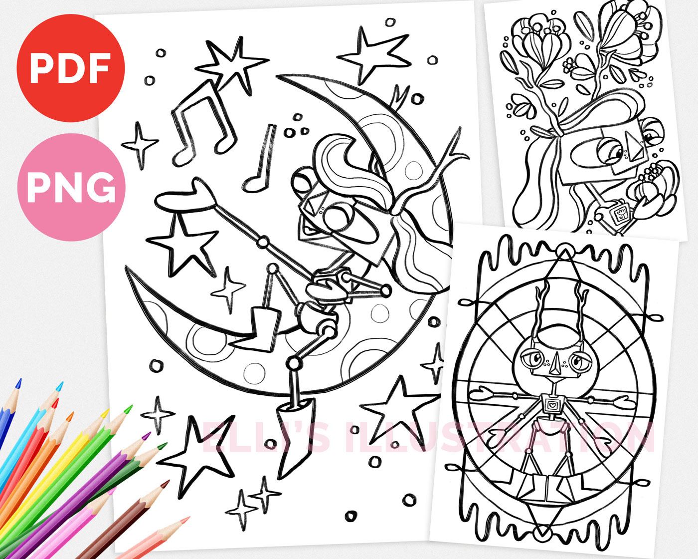 Discover three charming coloring pages featuring Pihka Is My Name. Illustrated by visual artist Elli Maanpää, these delightful pages invite you to add your own vibrant hues to Pihka's whimsical world.