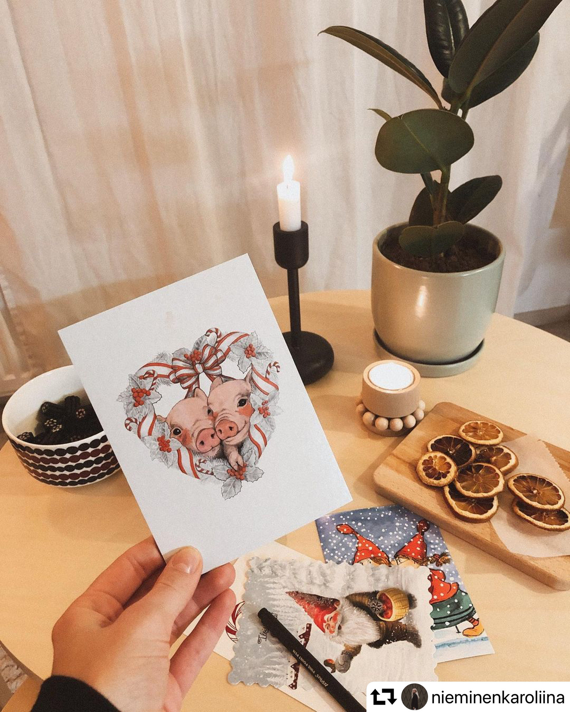 My illustrations in their new homes. A customer sharing their favorite cards from the Paletti collection on Instagram.