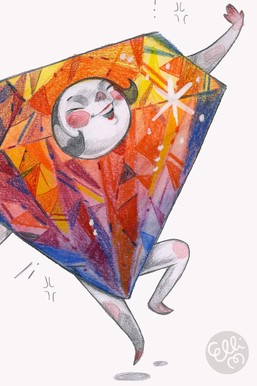 Elli Maanpää's colorful storytelling: A whimsical diamond character inspired by the phrase 'You're my diamond'