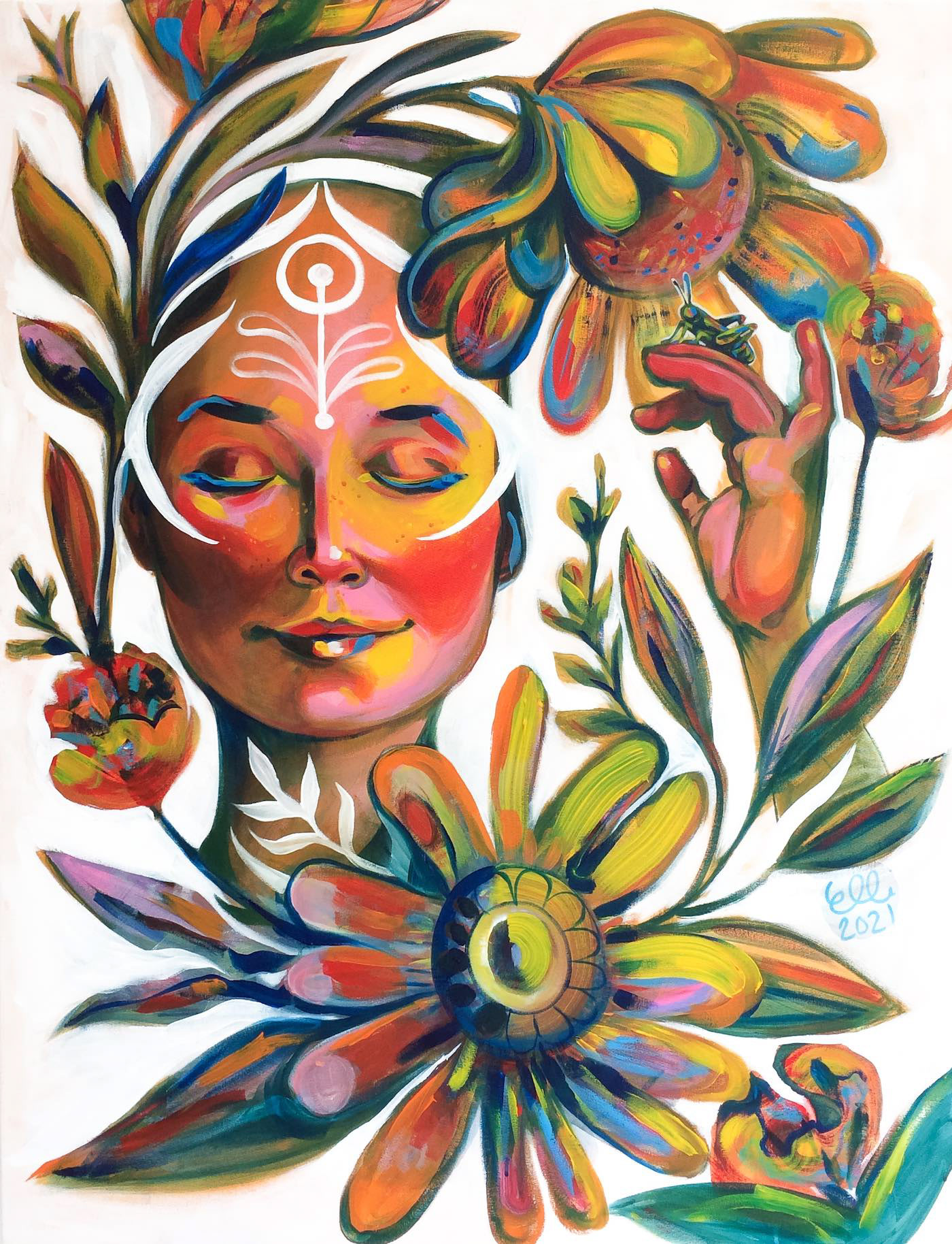 Elli Maanpää's 'Indescribable Peace of Mind': serene Mother Earth portrait.
