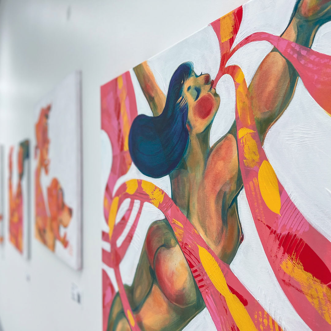Vibrant figurative painting by visual artist Elli Maanpää.