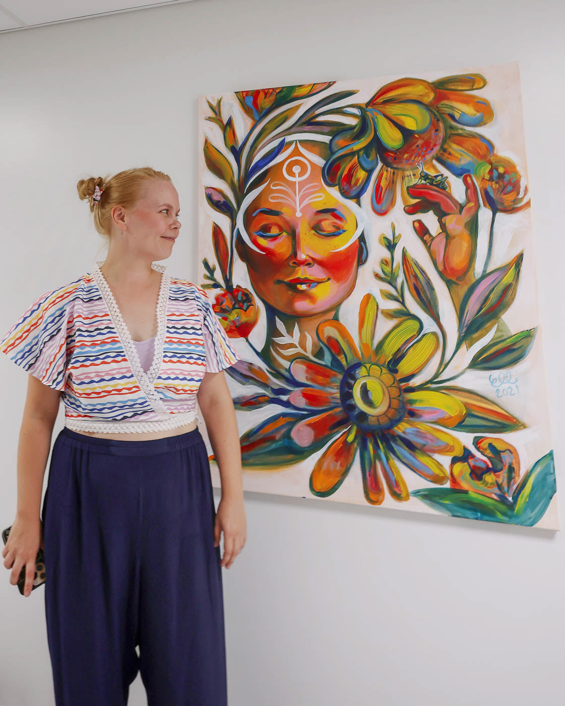 The acquisition of my paintings, notably "Indescribable Peace of Mind," by the Adolescent Psychiatry ward at SataHospital in Pori, Finland, is profoundly touching. Photograph by Heli Nukki.