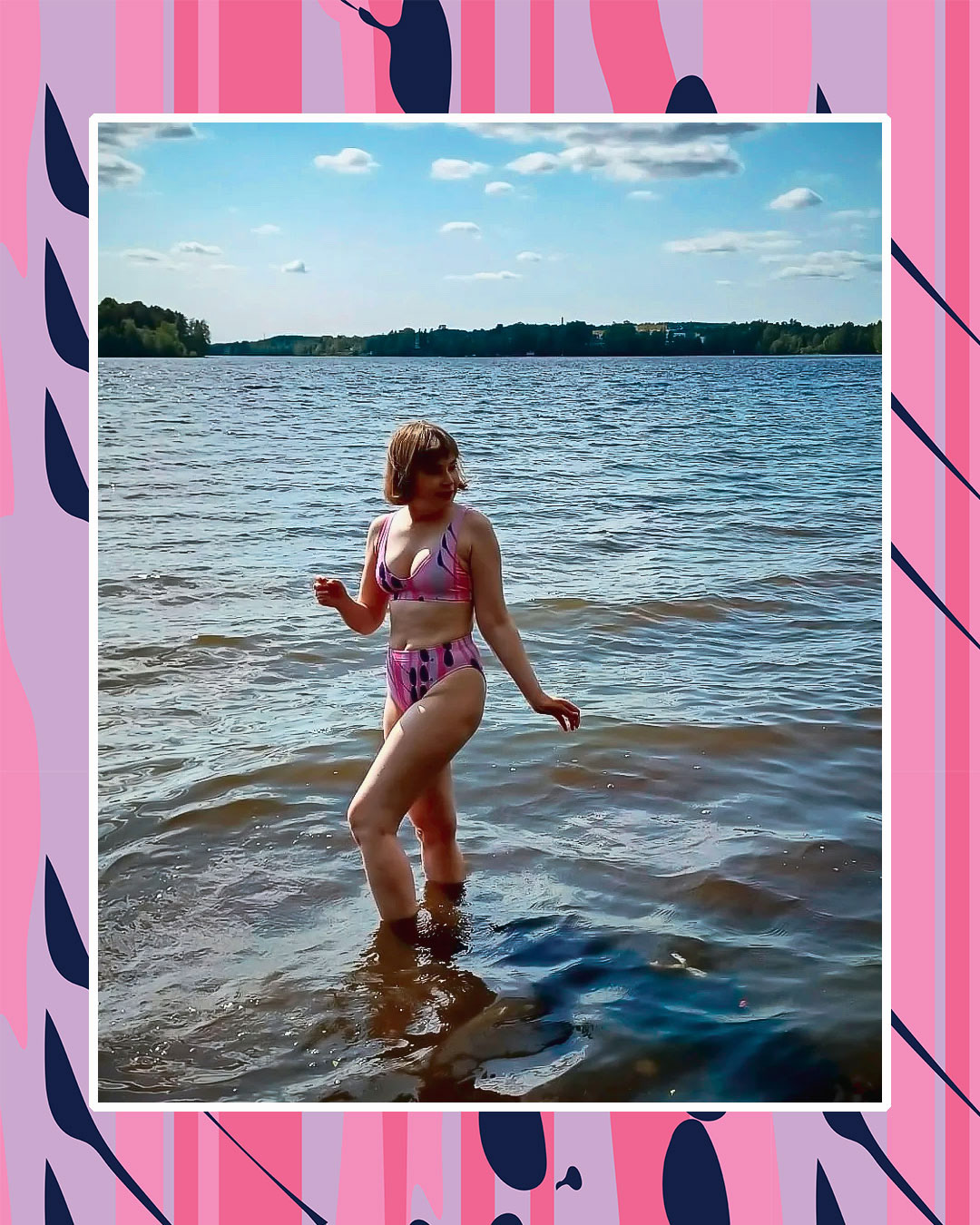 Anna-Emilia Mikkola exudes elegance in Elli Maanpää's pattern design Bikini collection.