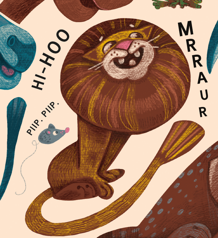 Zoo animals by Elli Maanpää: Vibrant lion illustration.