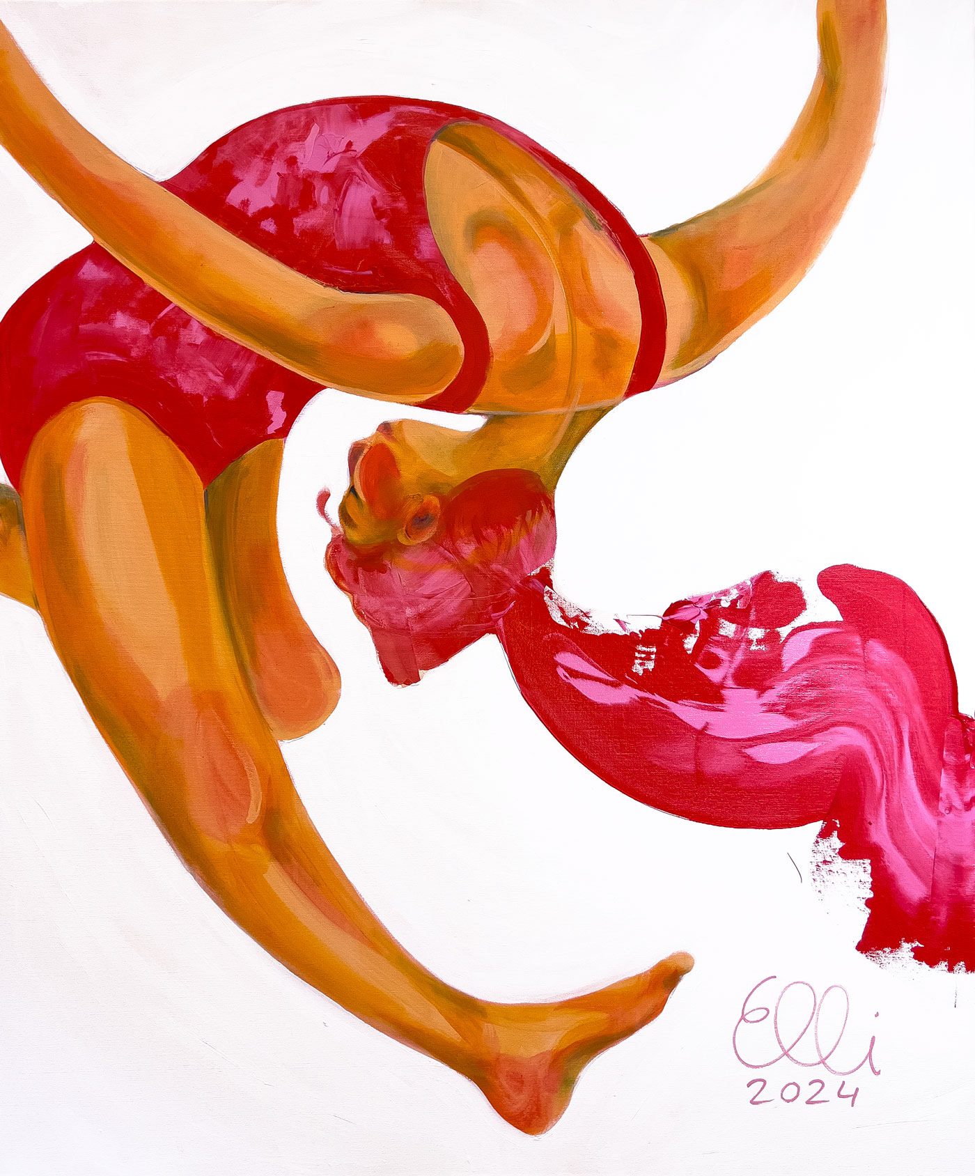 'Heartbeat' is a figurative painting by contemporary artist Elli Maanpää inspired by the "La Danse" painting by Matisse.