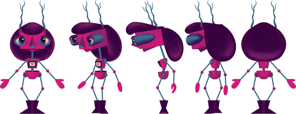 The complete turnaround of Pihka, showcasing the final character design from every angle. Created by visual artist Elli Maanpää for the band Pihka Is My Name.