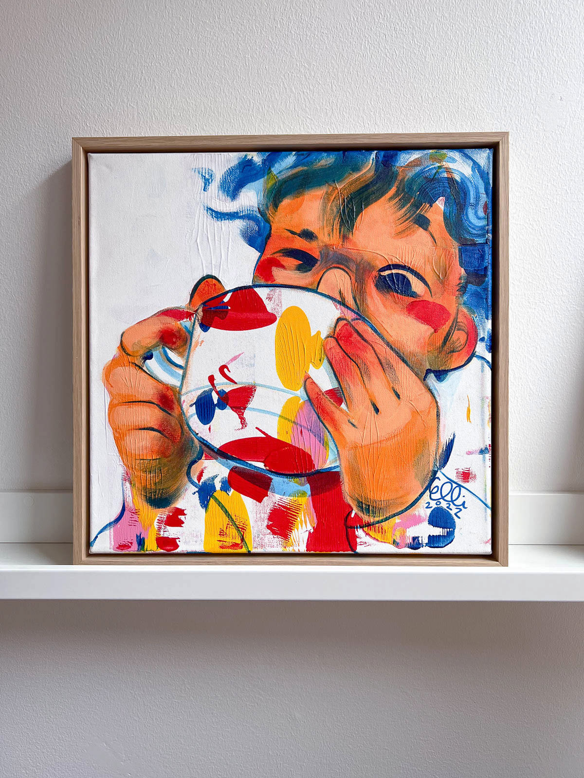 Capturing Finland's love for coffee in art form. Painting by Elli Maanpää.