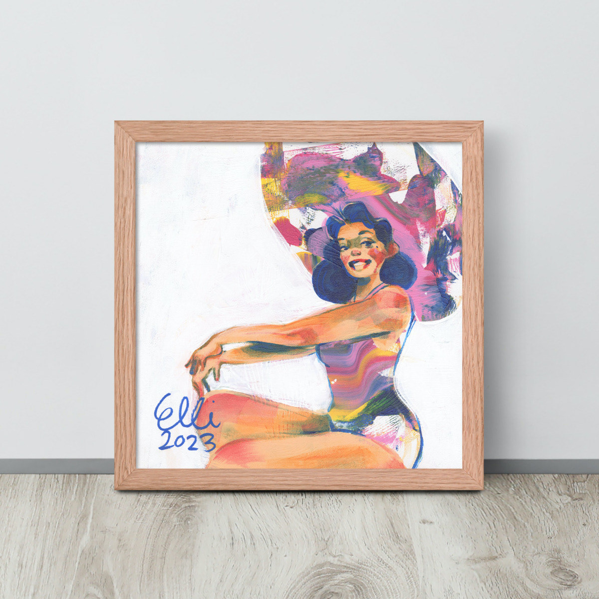 Pin up inspired vibrant wall art by Elli.