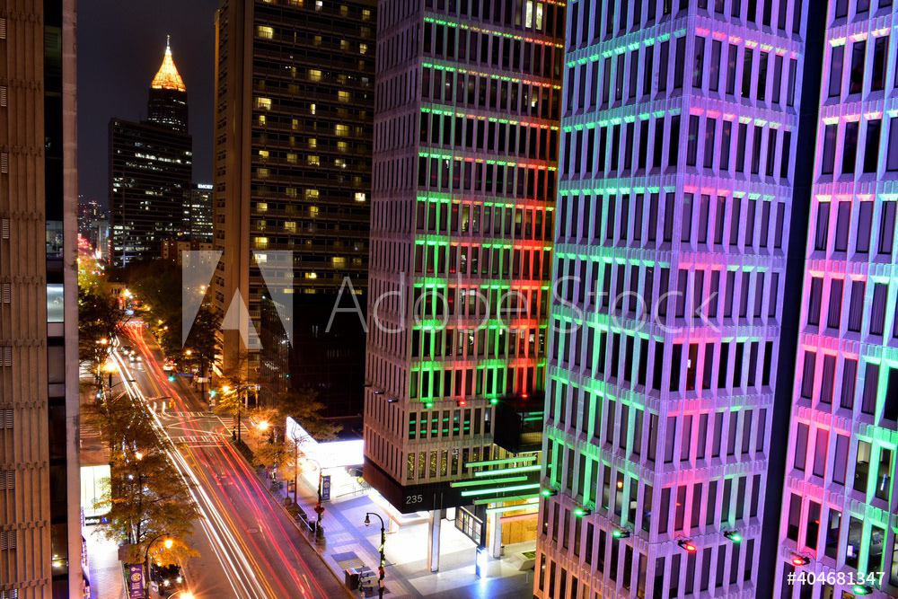 Downtown Atlanta Cityscape & Skyscrapers At Christmas