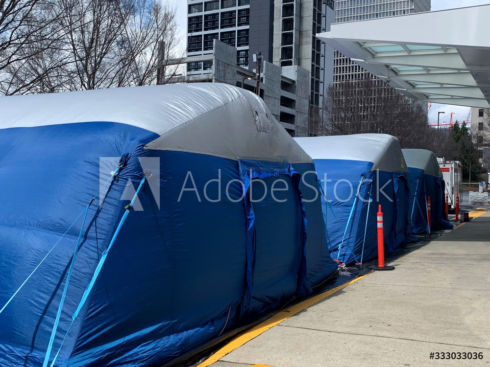 Covid 19 Screening Pods Outside an Atlanta Hospital