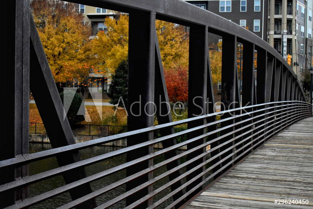 Pedestrian Bridge & Autumn Landscape in Atlanta