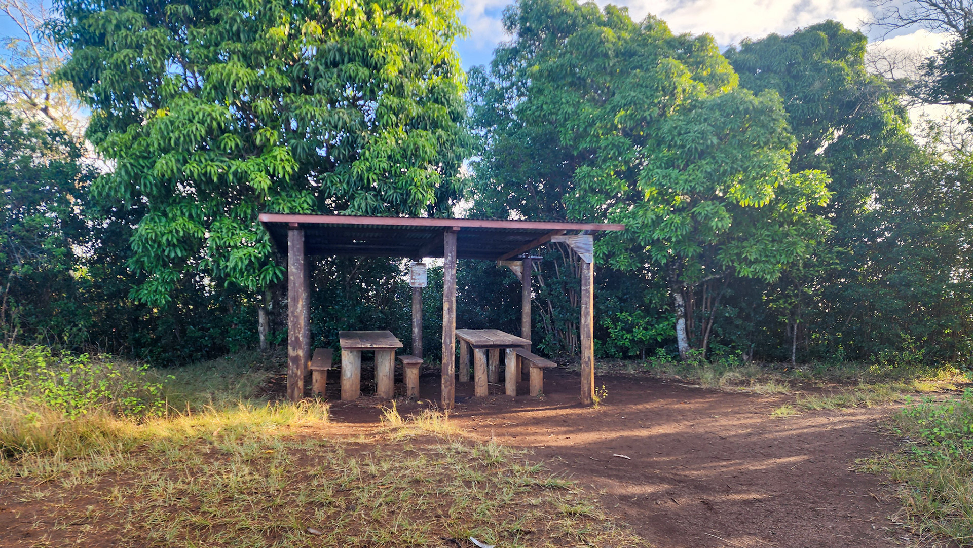 Picnic table at the top of the Sleeping Giant
