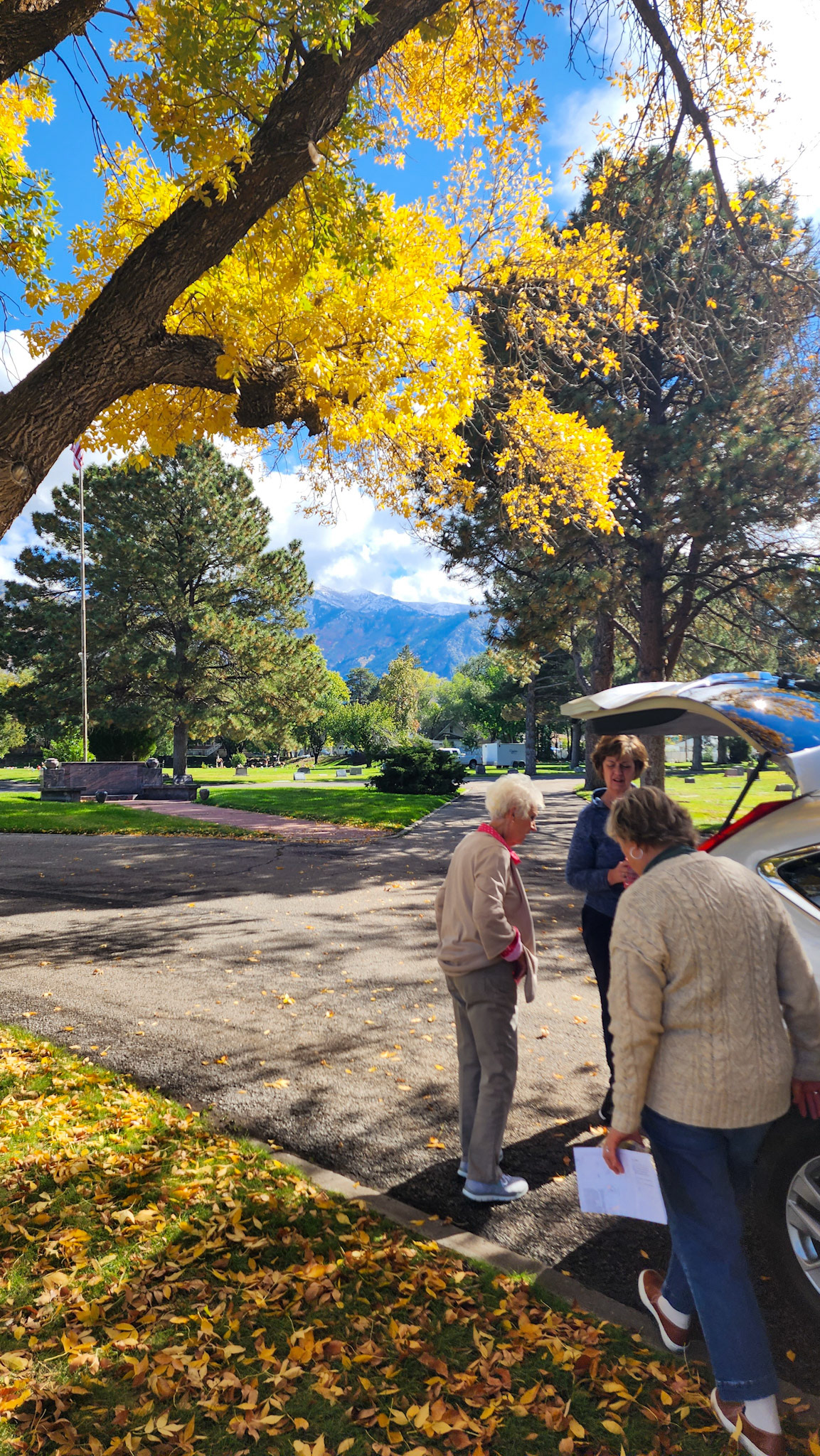 Visiting my grandparent's resting place with Aunt Nancy, Nanette, and Debbie