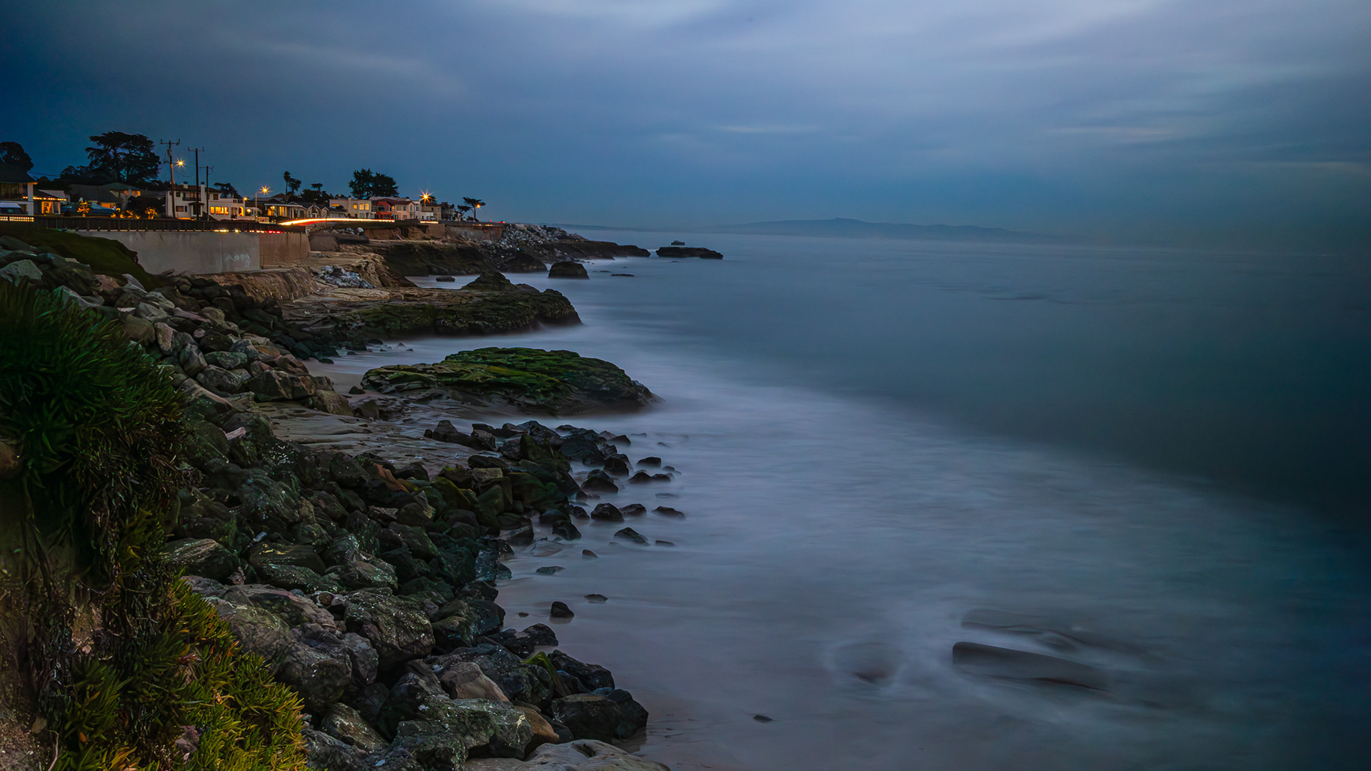 West Cliff Drive Santa Cruz, Ca at night, long exposure
