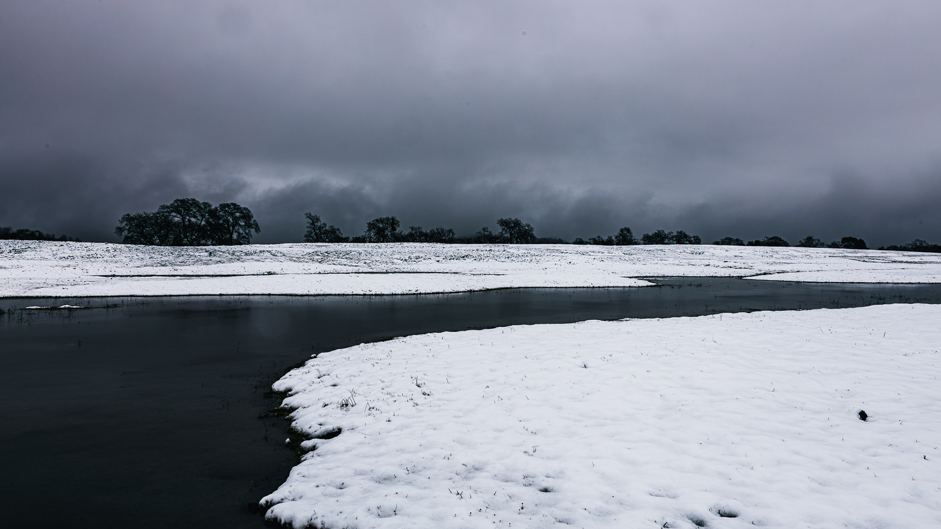 Snow on top of table mountain in northern california
