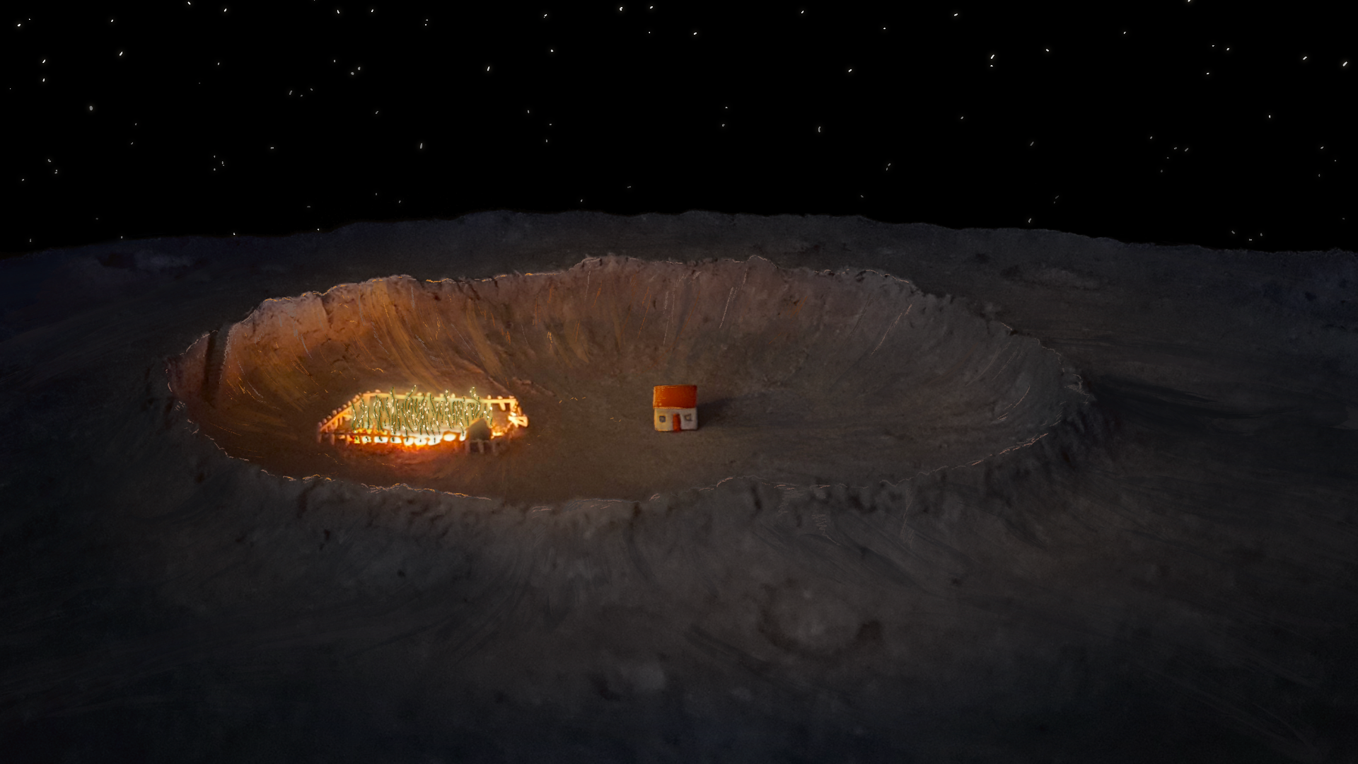 Backgrounds blending photographic textures, and set making, with 2D artwork and painting