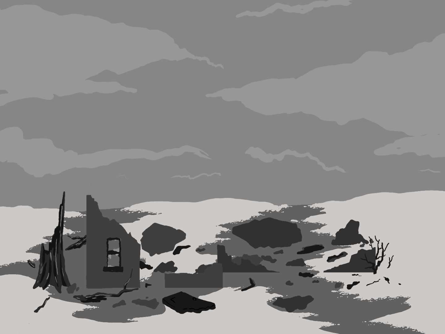 2D Digital background commissioned for the intro to a short film, 'Inter-Continental Bunker Mission'