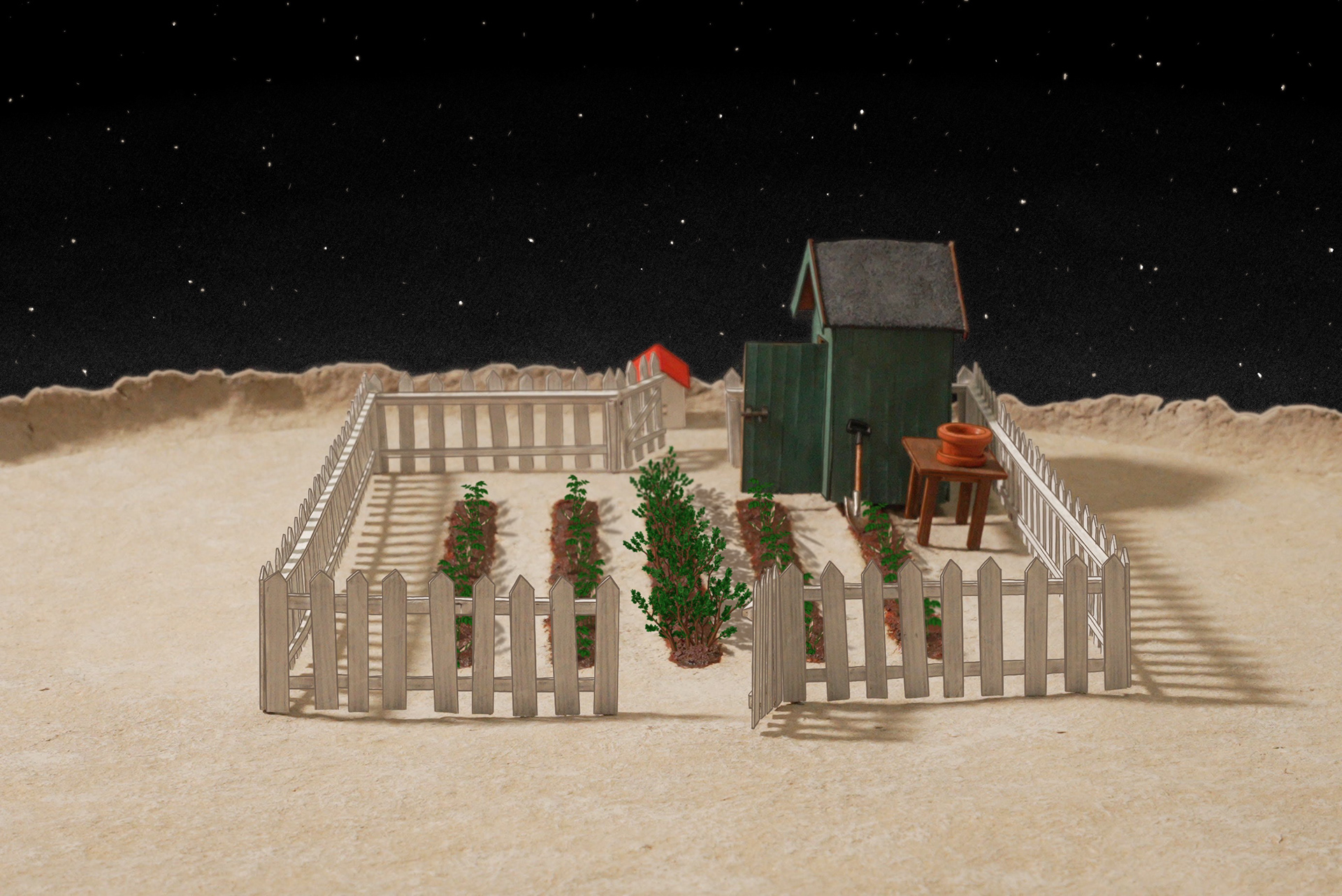 Backgrounds blending photographic textures, and set making, with 2D artwork and painting