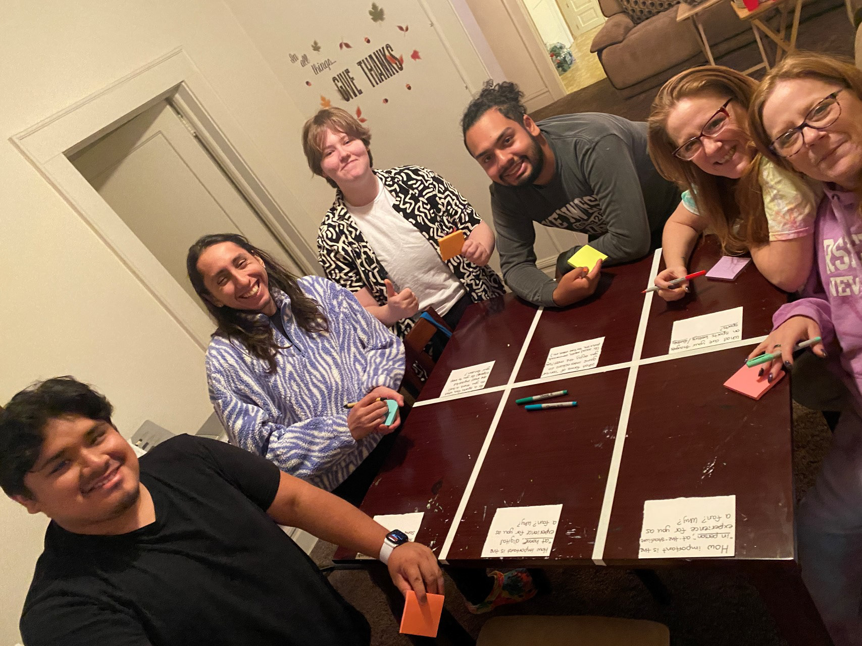 Group photo before everyone responded to the questions set up on the table.