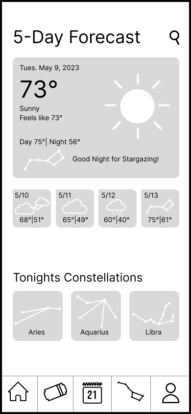 Stargazing landing page